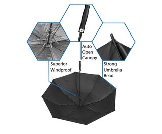 Axglo Auto Open 68" Golf Umbrella, black