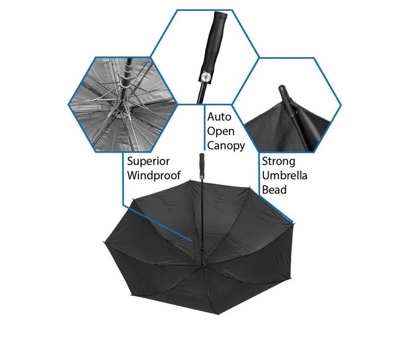 Axglo Auto Open 68" Golf Umbrella, black