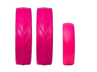 JuCad tires - 2 rear wheels, 1 front wheel, pink
