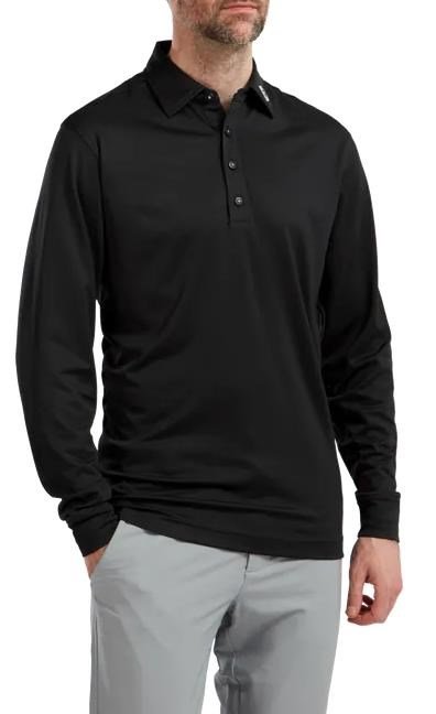 FootJoy Long Sleeve Thermocool Self Athletic Fit men's polo, black