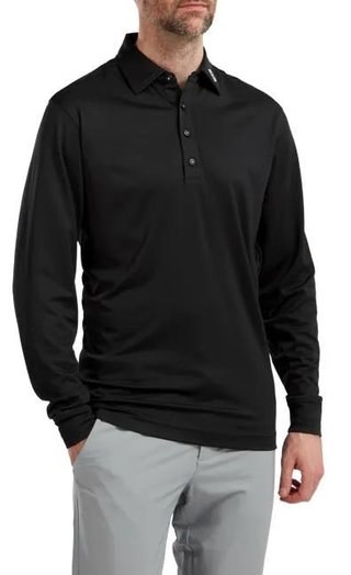 FootJoy Long Sleeve Thermocool Self Athletic Fit men's polo, black