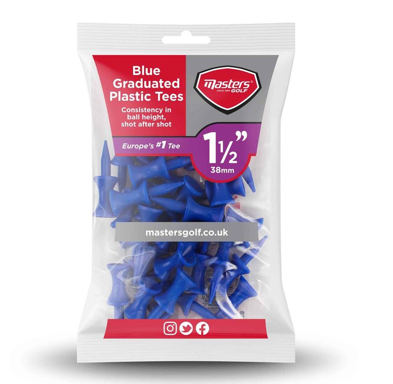 Masters Graduated Castle plastic tees 37mm (1 1/2"), 30tees, blue