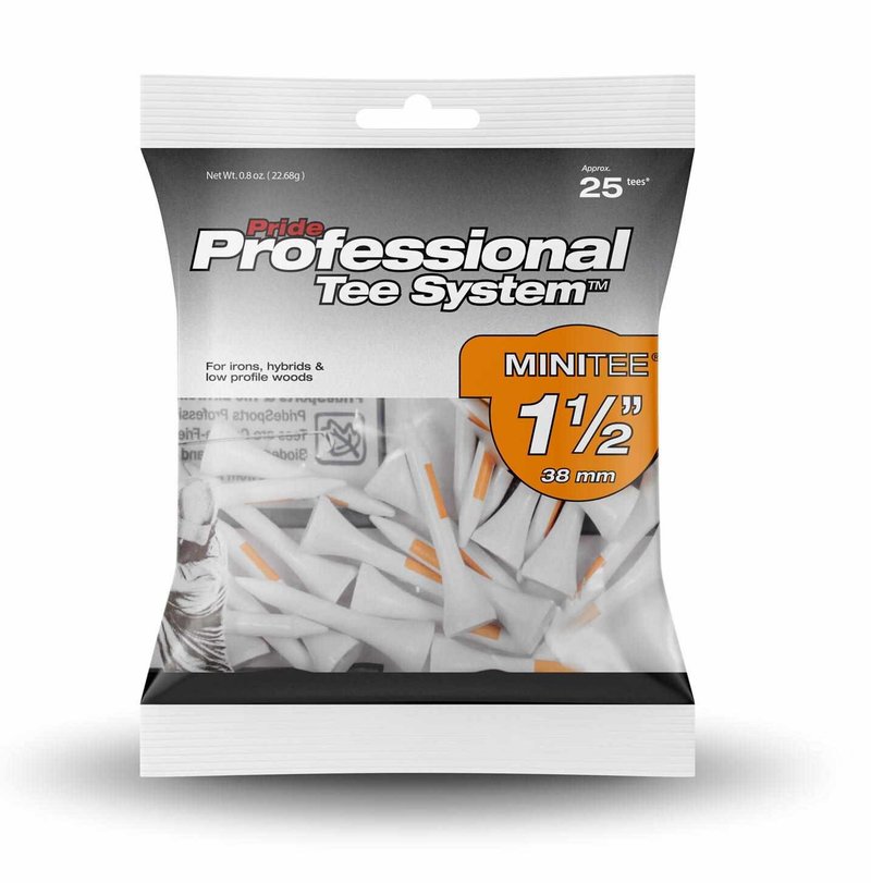 Pride Professional Tee System Prolength Mini Orange Wood Tees 38mm 25pcs