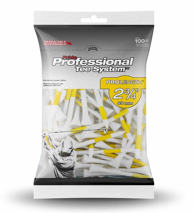 Pride Professional Tee System Prolength Yellow Wood Tees 69mm (2 3/4"), 100pcs