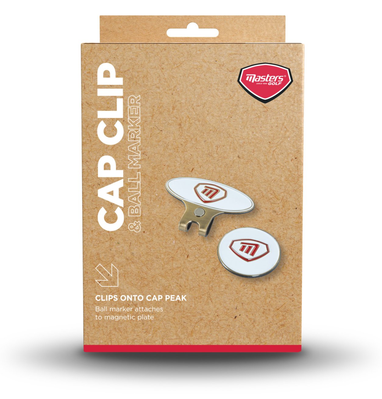 Masters Golf Cap Clip & Ball Marker, white/red