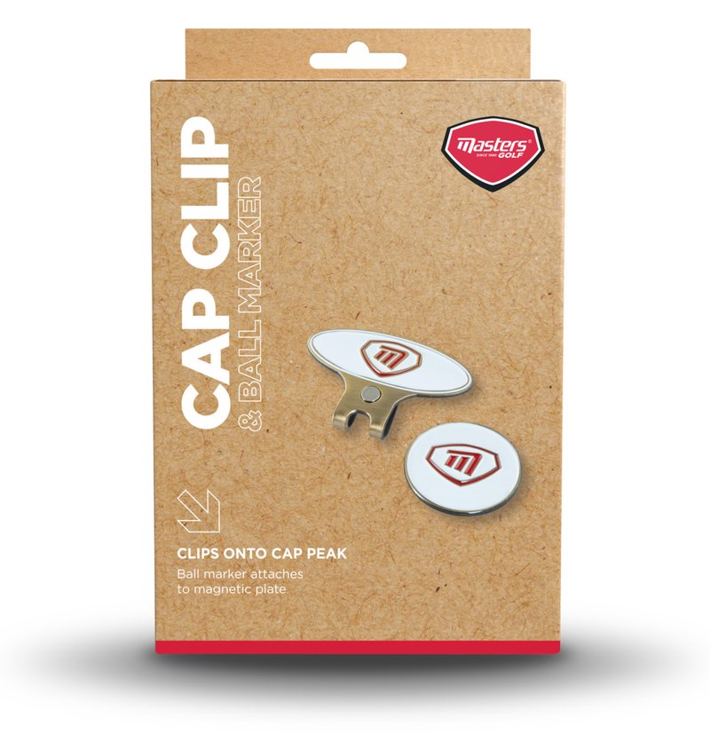 Masters Golf Cap Clip & Ball Marker, white/red
