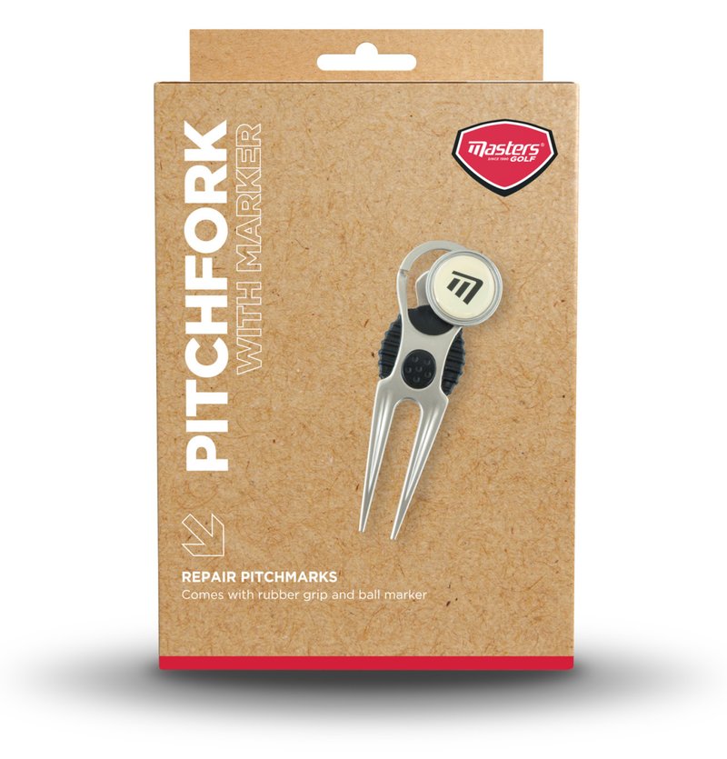Masters Golf Deluxe Pitchfork With Marker, silver