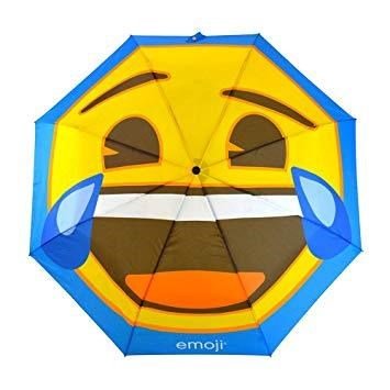 Emoji AutoFold Compact Umbrella, blue (laughing face)
