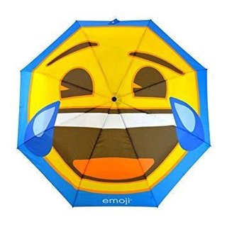 Emoji AutoFold Compact Umbrella, blue (laughing face)