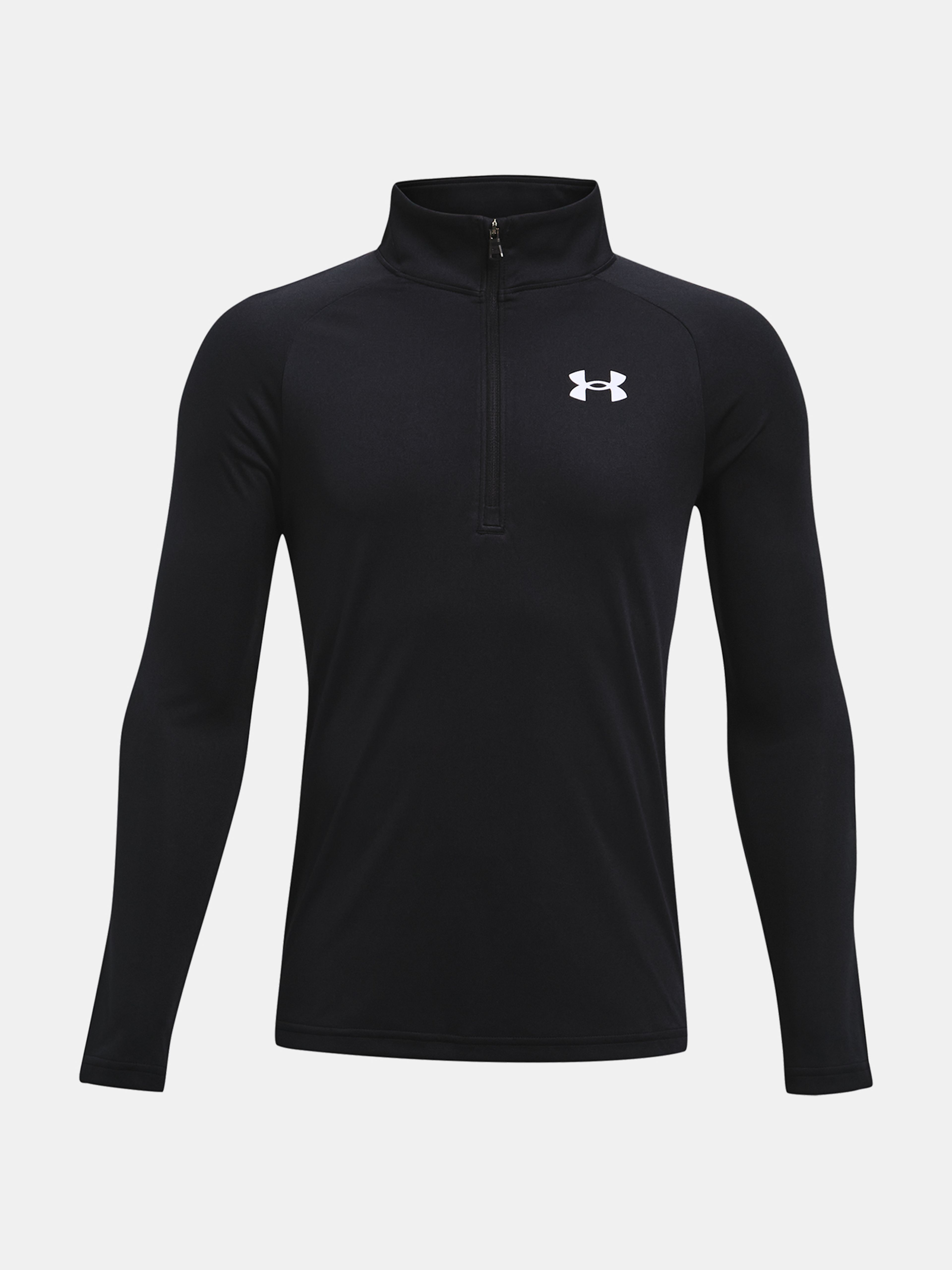 Under Armour Tech 2.0 1/2 Zip boys shirt front view black