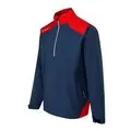 Detail view of Oxford Blue and Classic Red colour blocking on Ping AquaDrive jacket