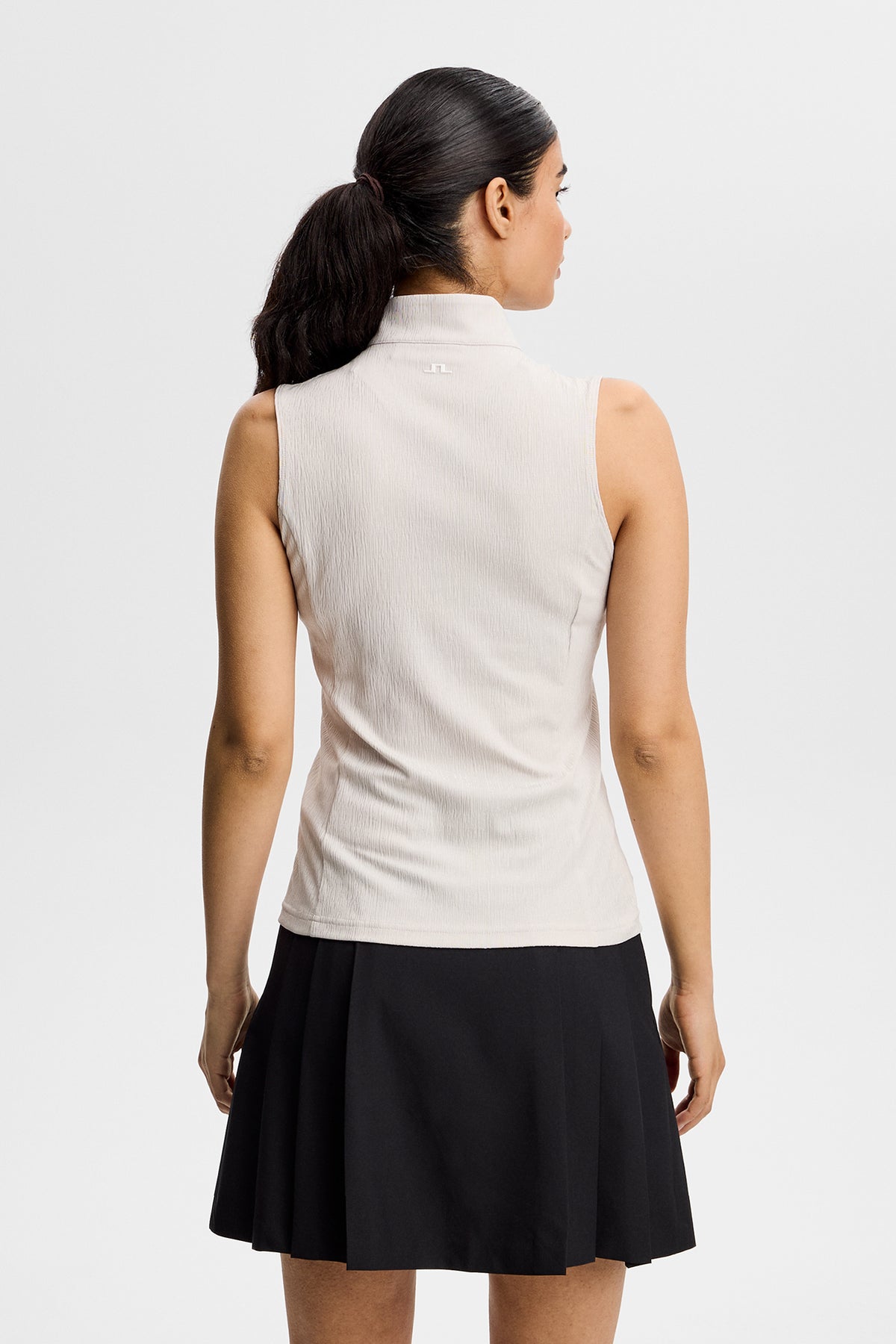 J.Lindeberg Tia Sleeveless Top Moonbeam – side and back view showing sleeveless cut