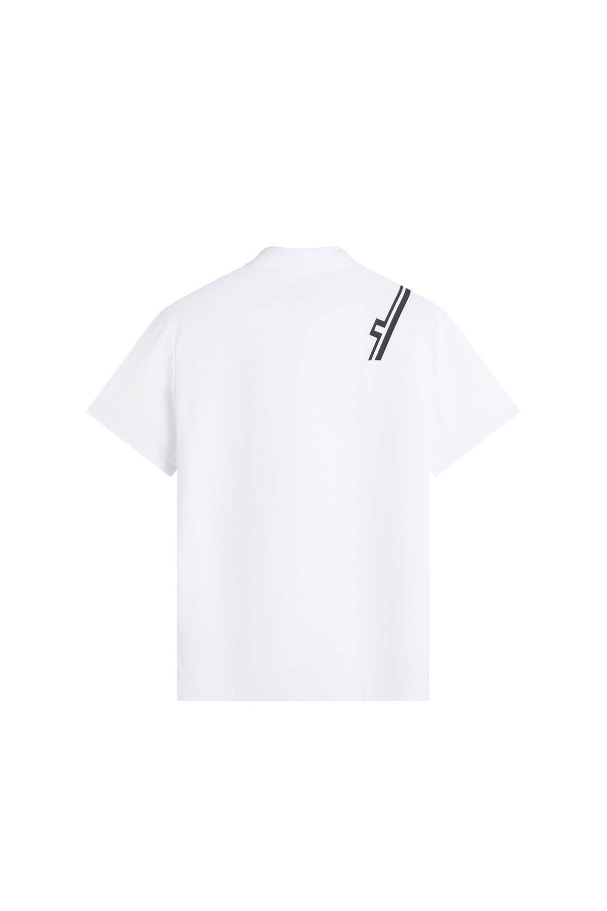 J.Lindeberg Fred Polo White – front detail with knit collar and three-button placket