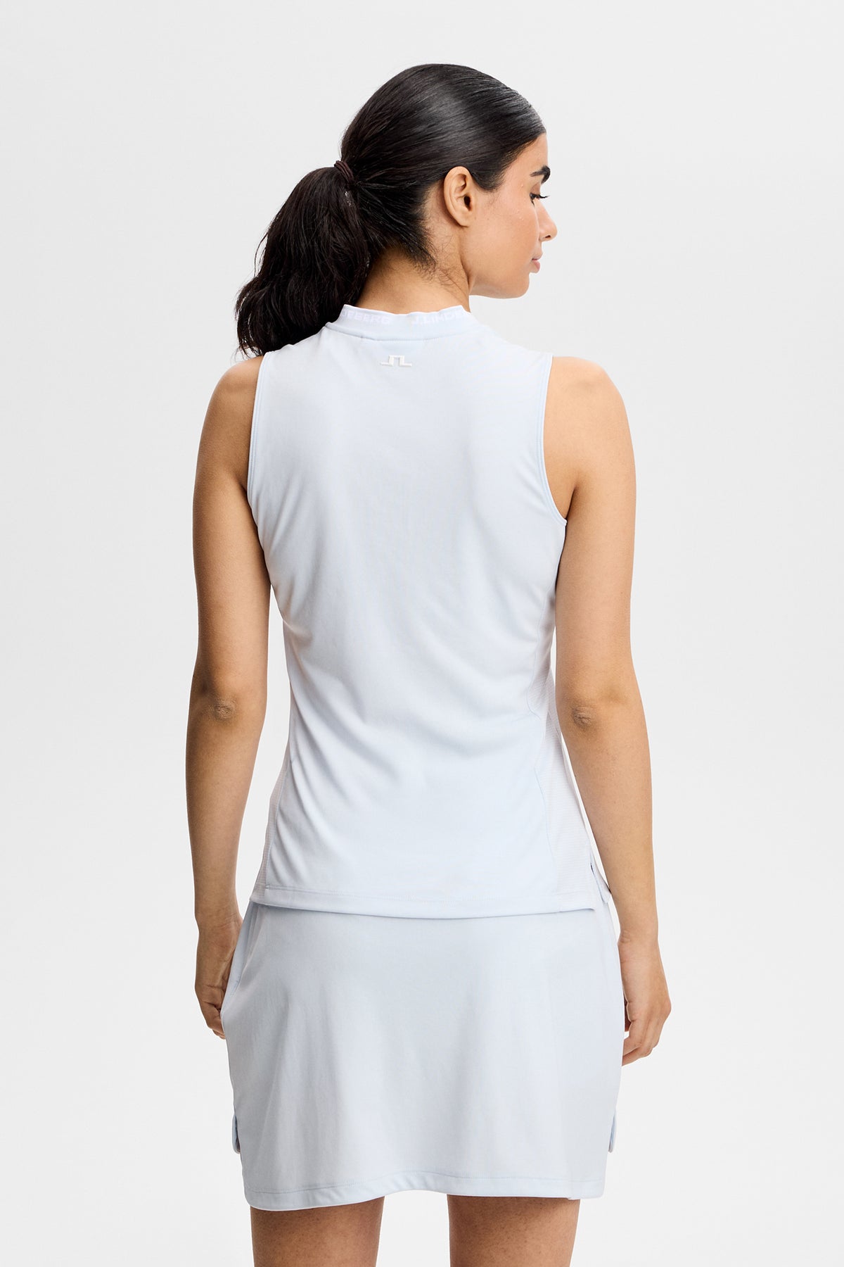 J.Lindeberg Leya Sleeveless Top Skywriting - side panel and fit detail