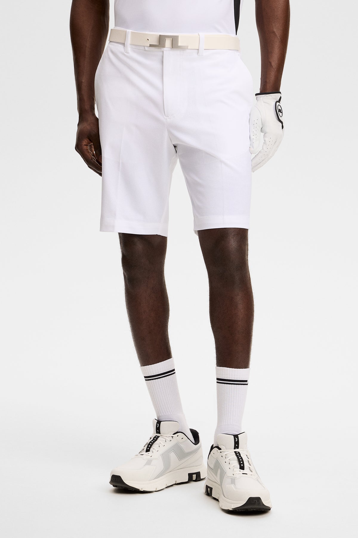 J.Lindeberg Vent Shorts Estate Blue – front view on course
