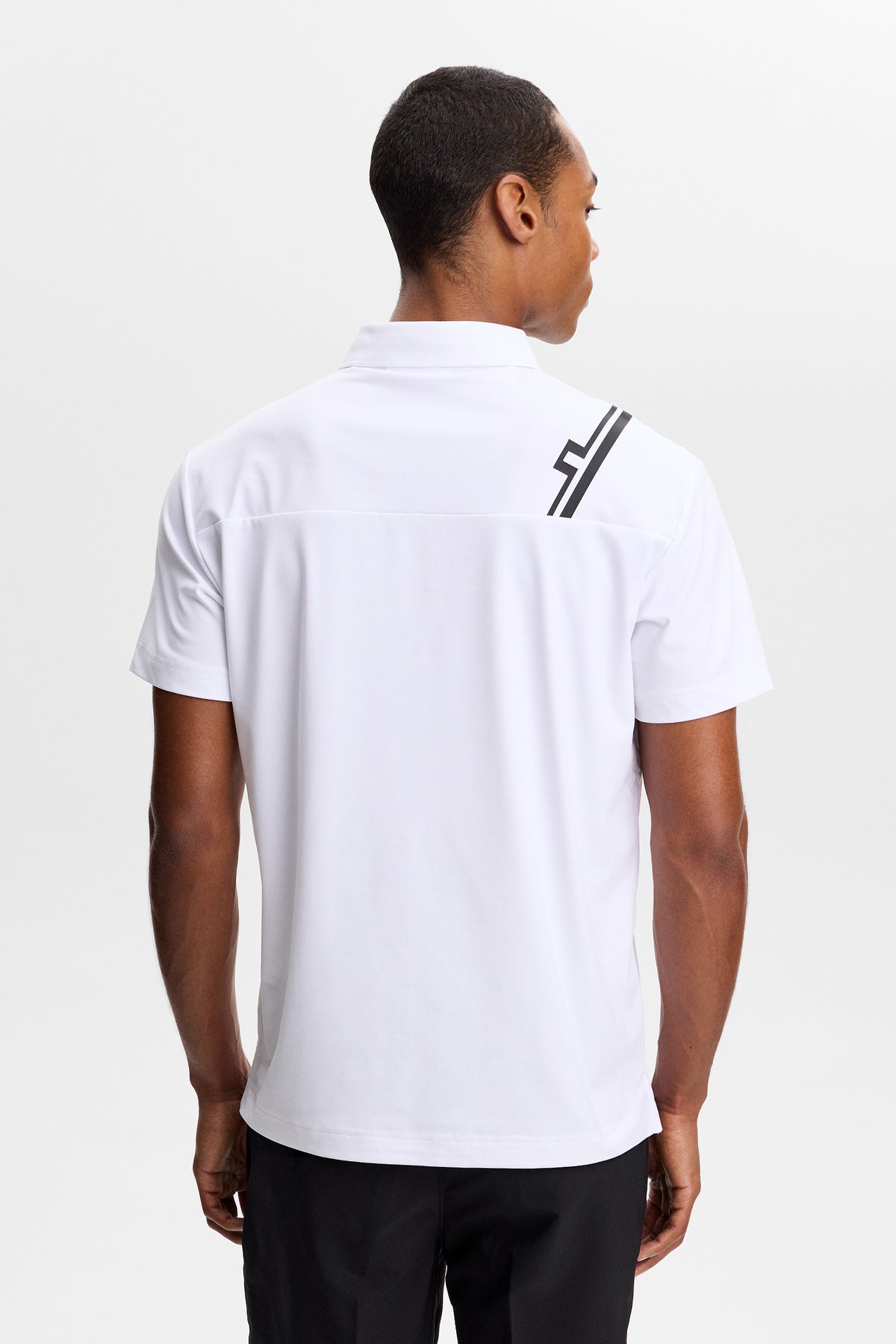 J.Lindeberg Fred Polo White – back view showing stripe logo detail