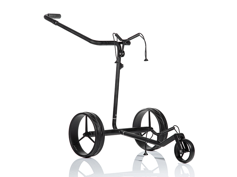 JuCad Carbon Travel Nero SV 3.0 electric trolley on the course