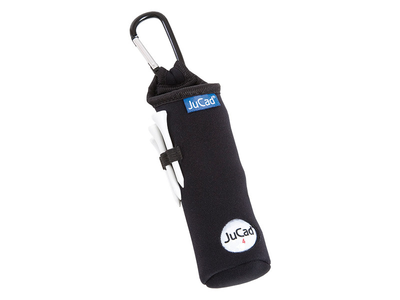 JuCad Neoprene Ball and Tee Holder clipped to a golf bag