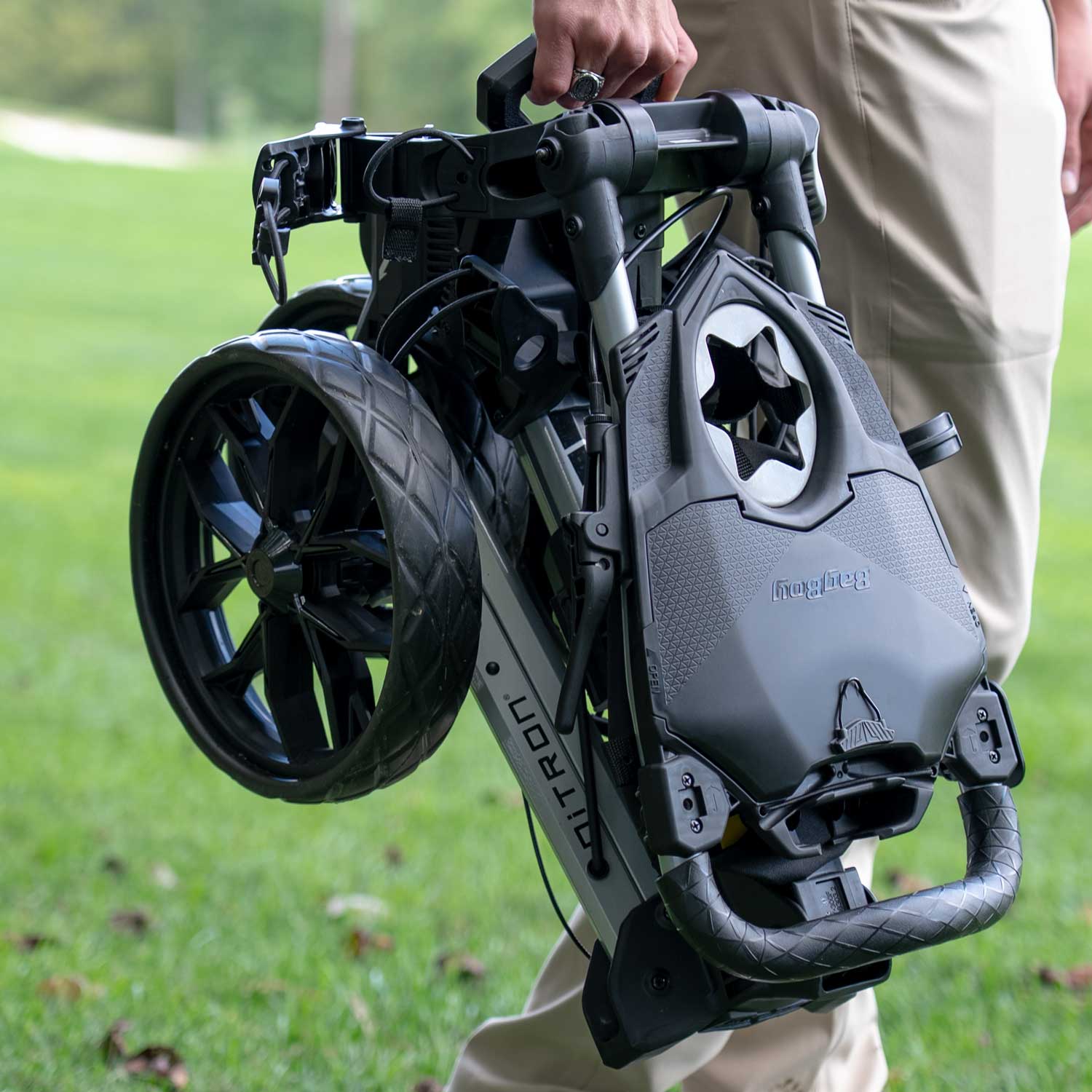 Bag Boy Nitron lightweight compact folded manual trolley