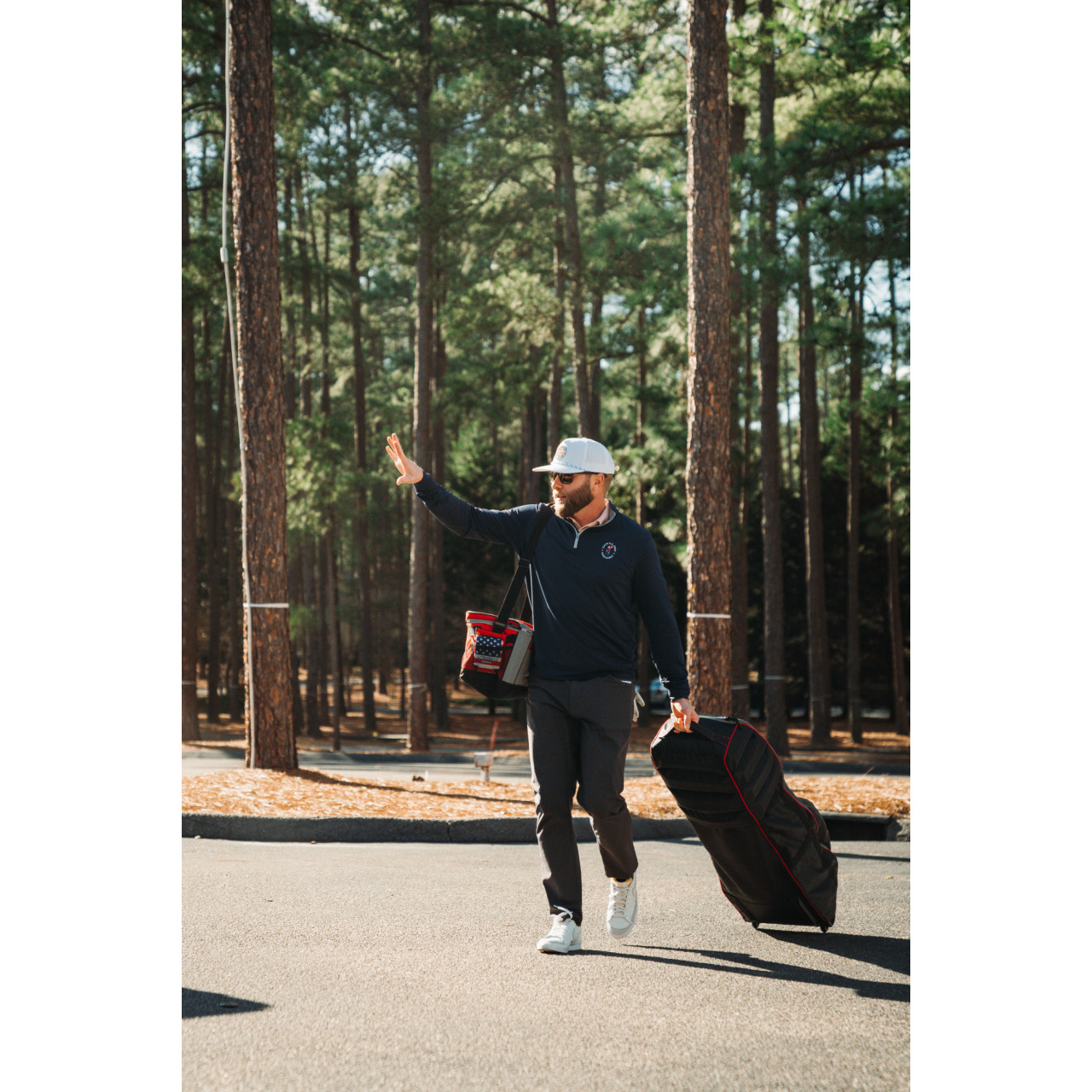 Bag Boy T-800 Travel Cover in use — lifestyle