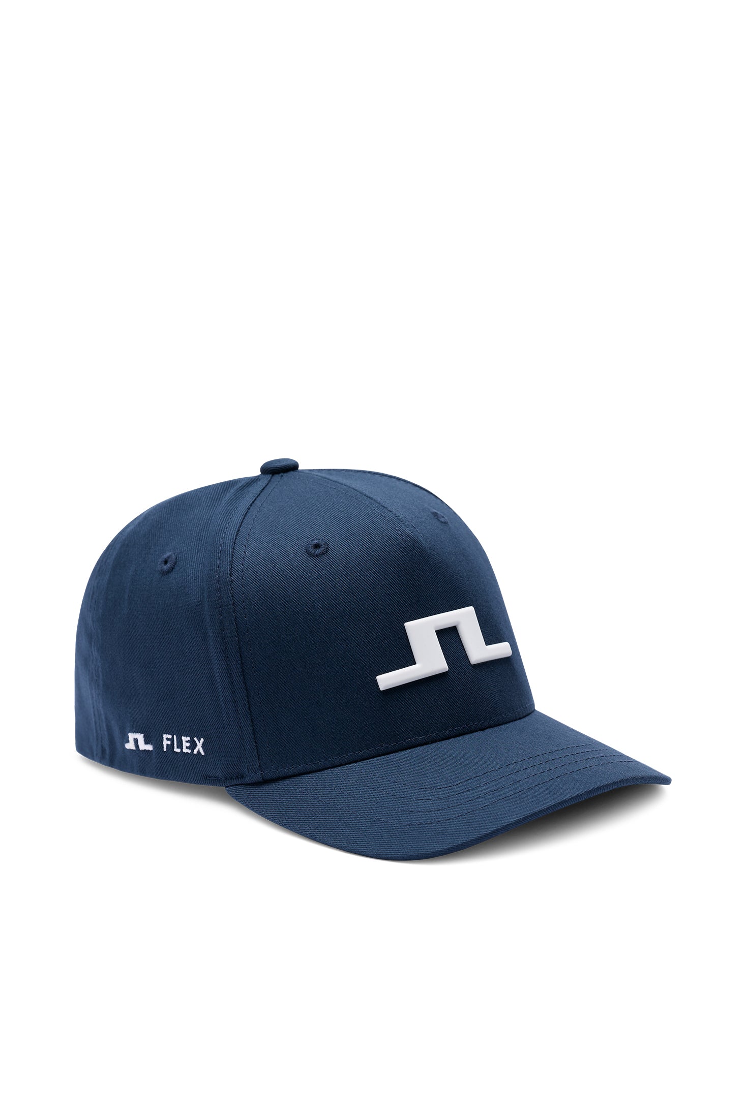 J.Lindeberg Heath Cap JL Navy – embroidered 3D Bridge logo front detail