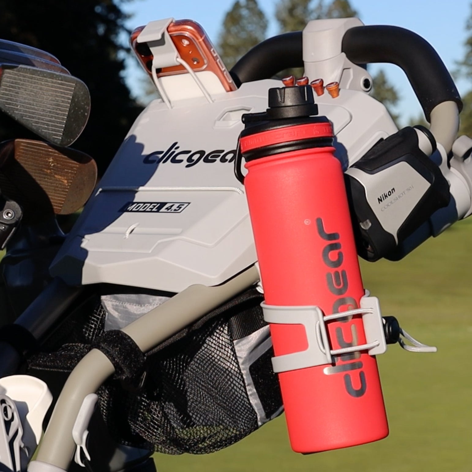 Clicgear Water Bottle in use on the golf course