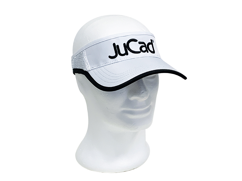 JuCad Visor white worn on head, front view