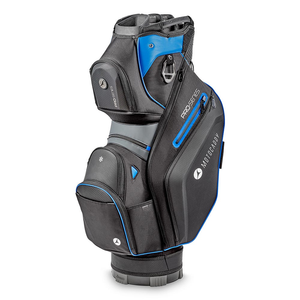 Motocaddy Pro-Series cart bag Black/Lime – premium materials detail