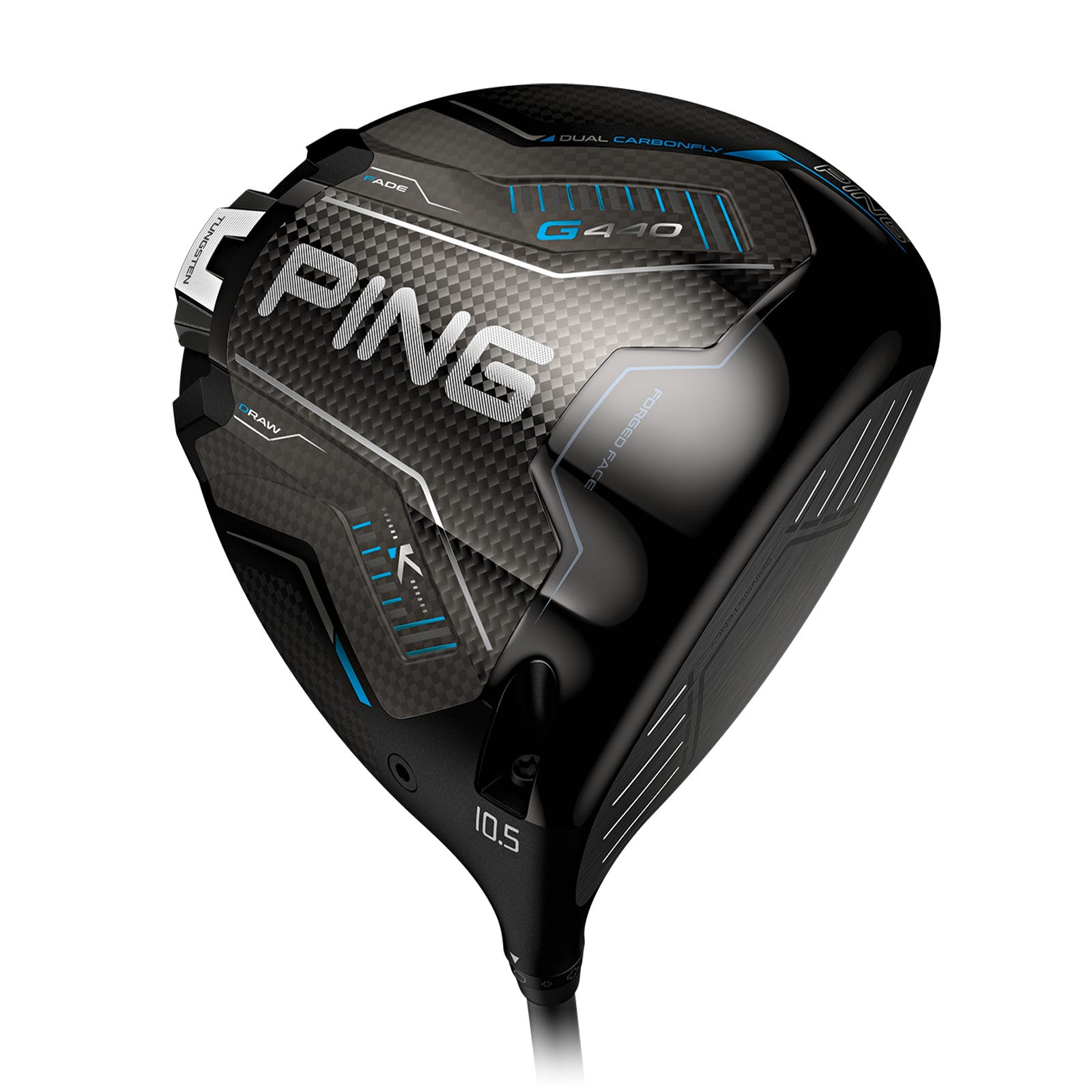 Sole view of PING G440 K 10.5° driver showing hosel and sole design