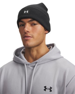 Under Armour Halftime Cuff Beanie lifestyle view, black and white