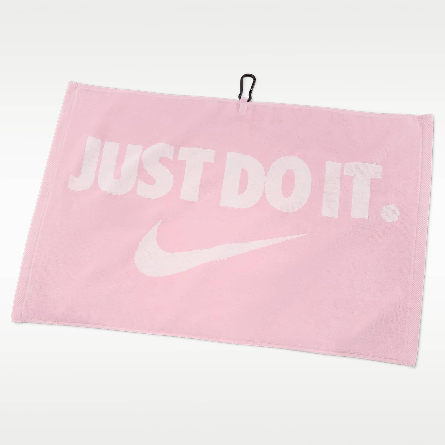 Nike Performance Golf Towel attached to golf bag with carabiner clip