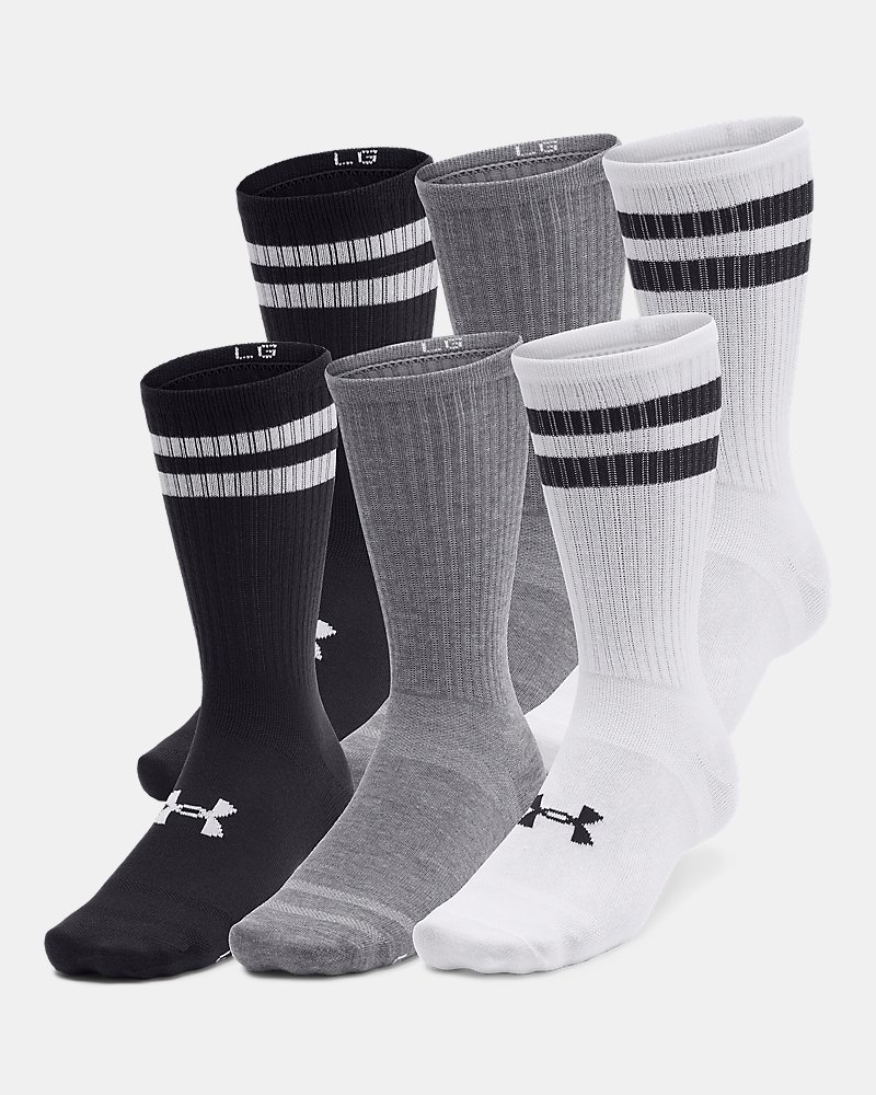 Under Armour Essential Crew Socks 6-pack in blue fog, blue wind and white