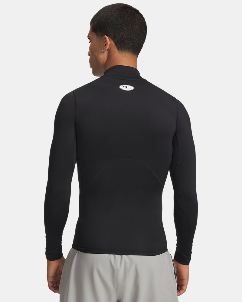 Under Armour HeatGear Compression Mock Long Sleeve – back view showing mesh panels, black