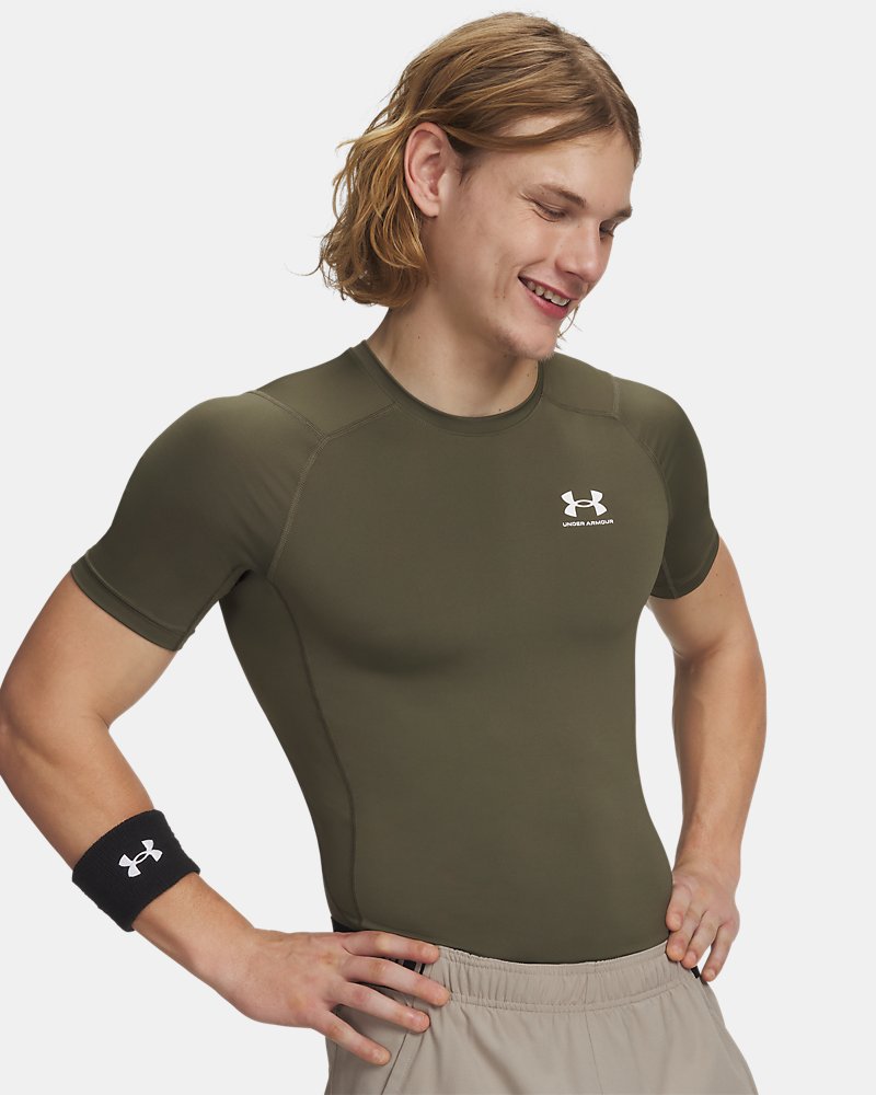 Under Armour HeatGear compression top front view – Marine OD Green