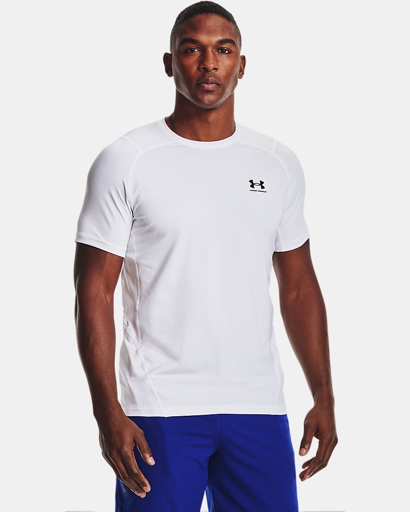 Under Armour HeatGear Fitted Short Sleeve – front view white