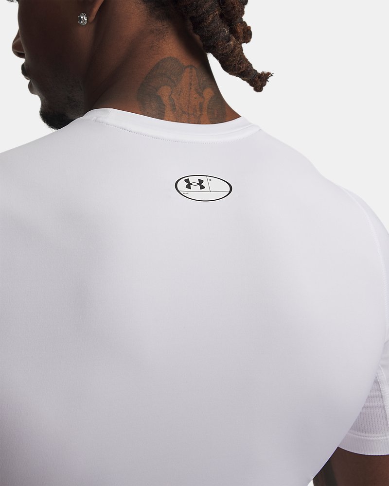 Under Armour logo detail on HeatGear compression top