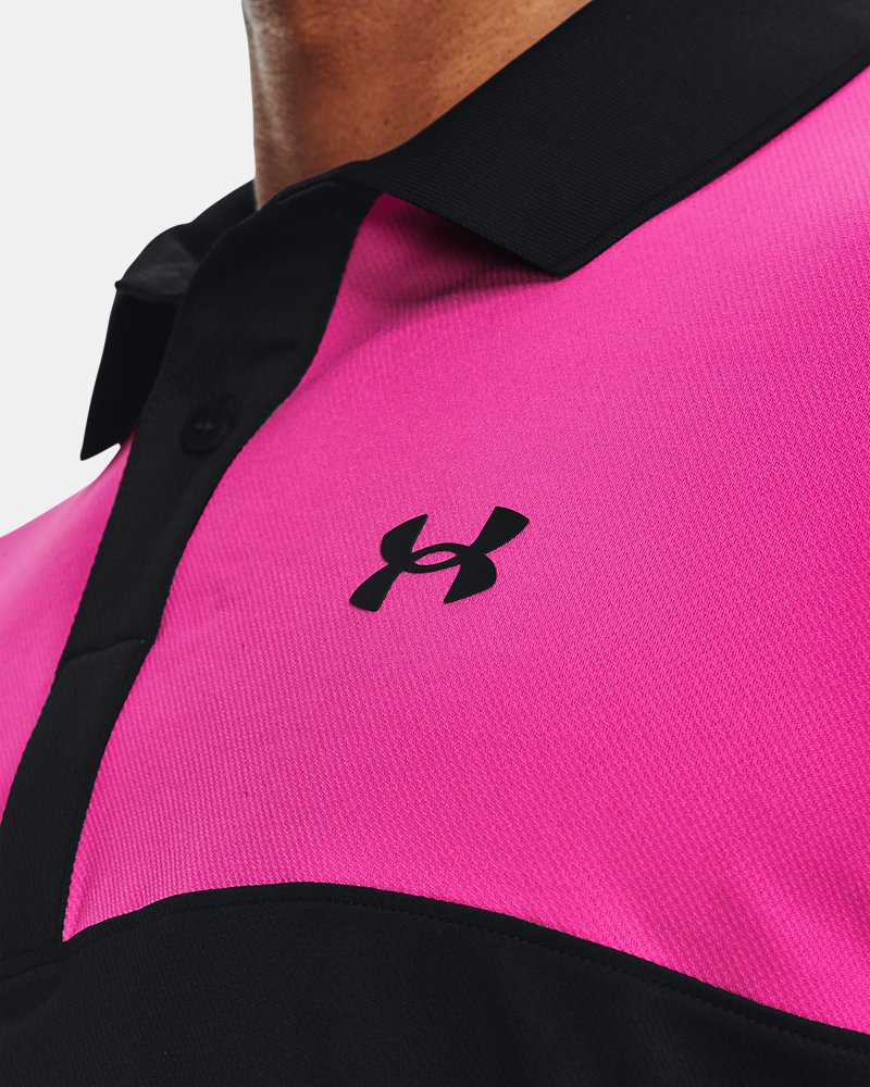 Under Armour Performance 3.0 Color Block polo – flat knit ribbed collar and updated placket close-up