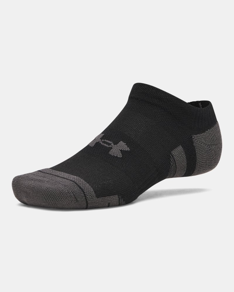 Under Armour Performance Tech No-Show Socks front detail showing Locked-In Fit heel grip