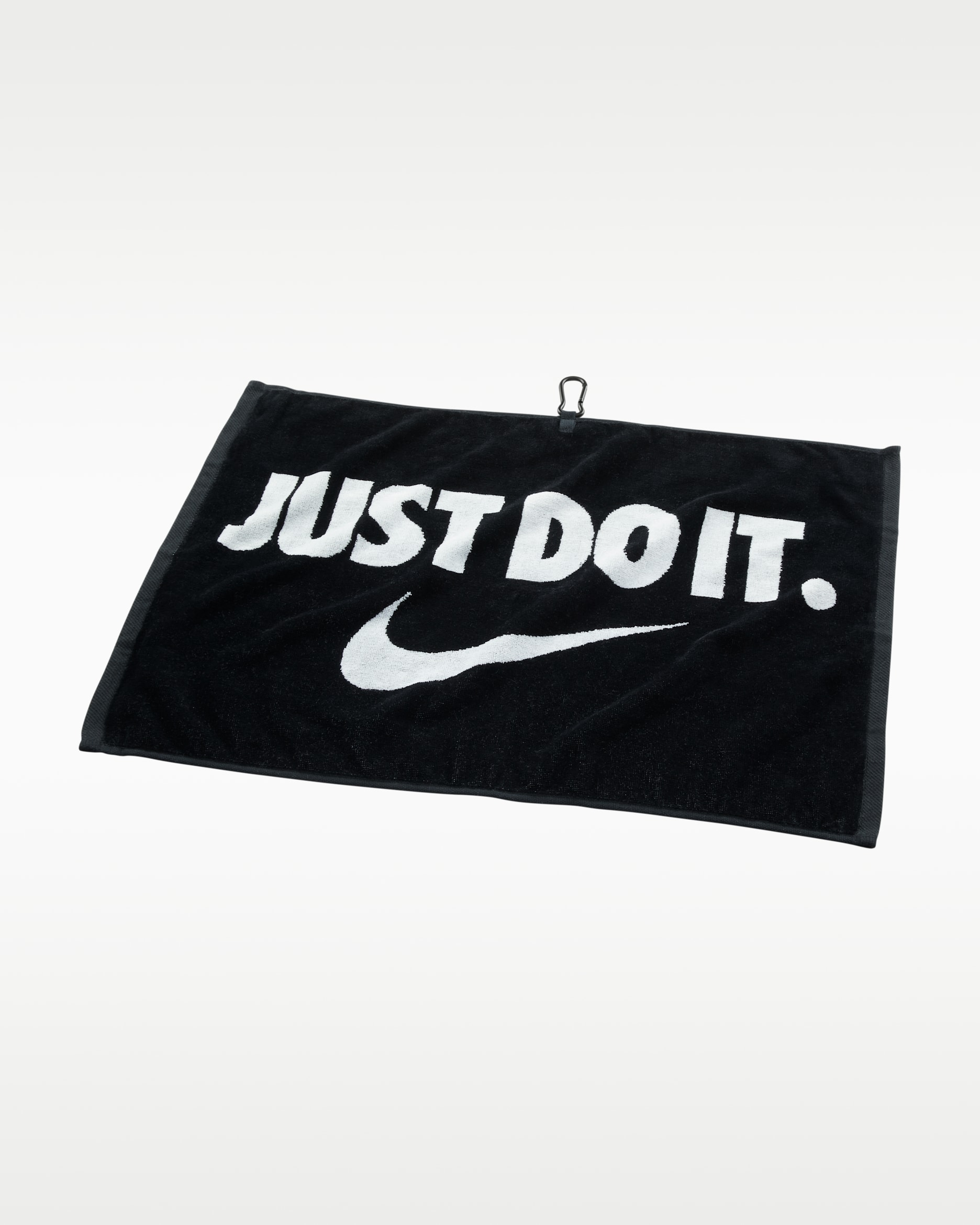 Nike Performance Golf Towel showing soft terry fabric – Black/White