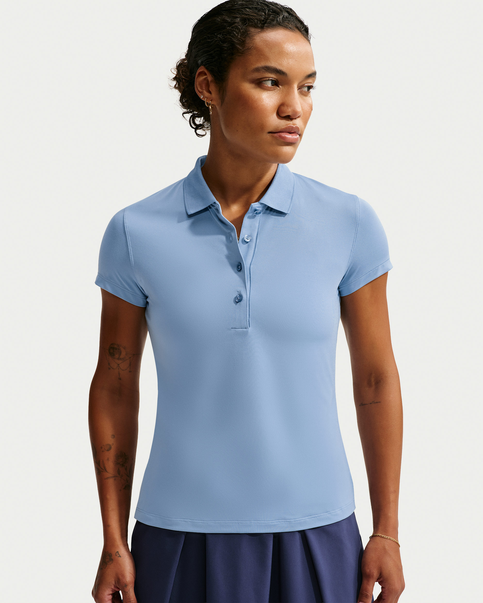 Nike Golf Club Ladies Polo in Work Blue/White – front view