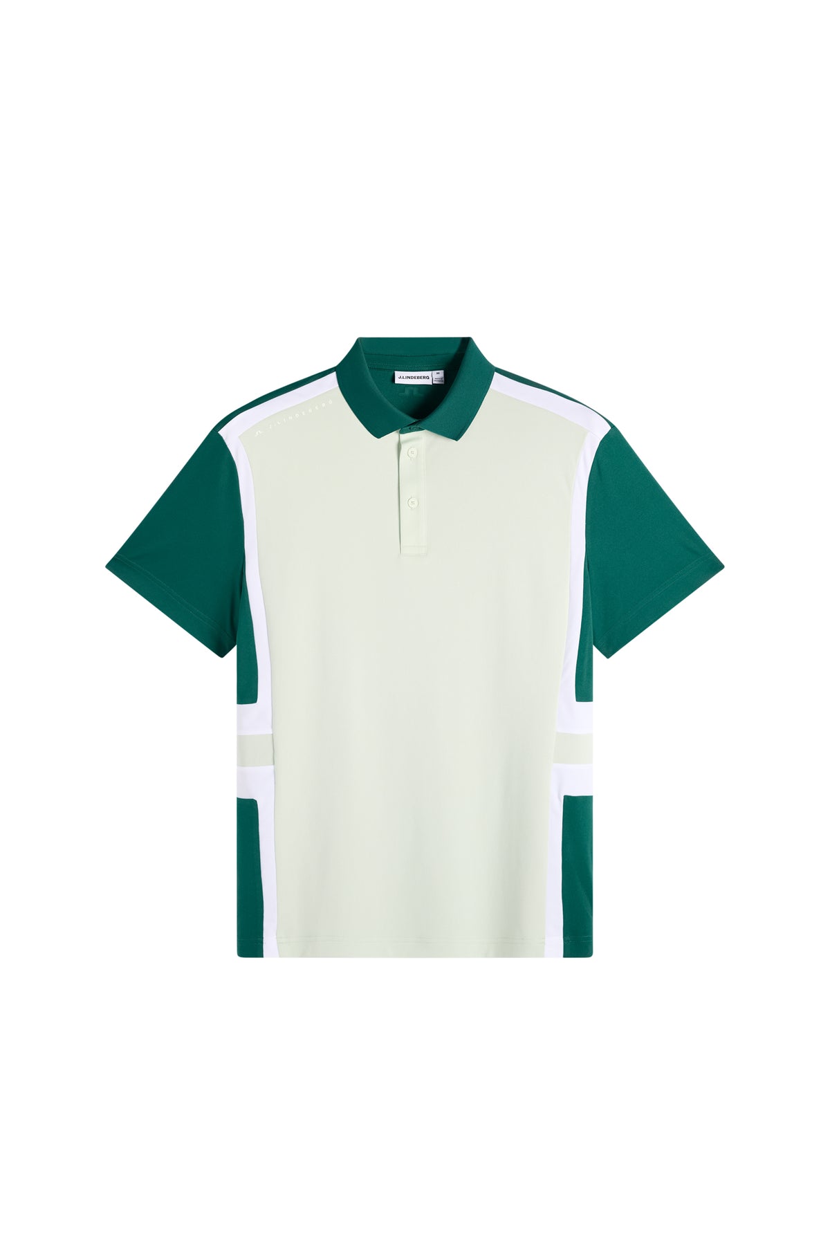 J.Lindeberg Finn Polo Forest Biome – front view showing ribbed collar and button placket