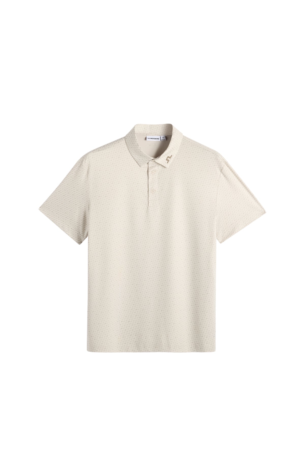 J.Lindeberg Tod Print Polo Bias Bridge Micro Moon Brindle – front view showing TX Stretch Jersey fabric and all-over print