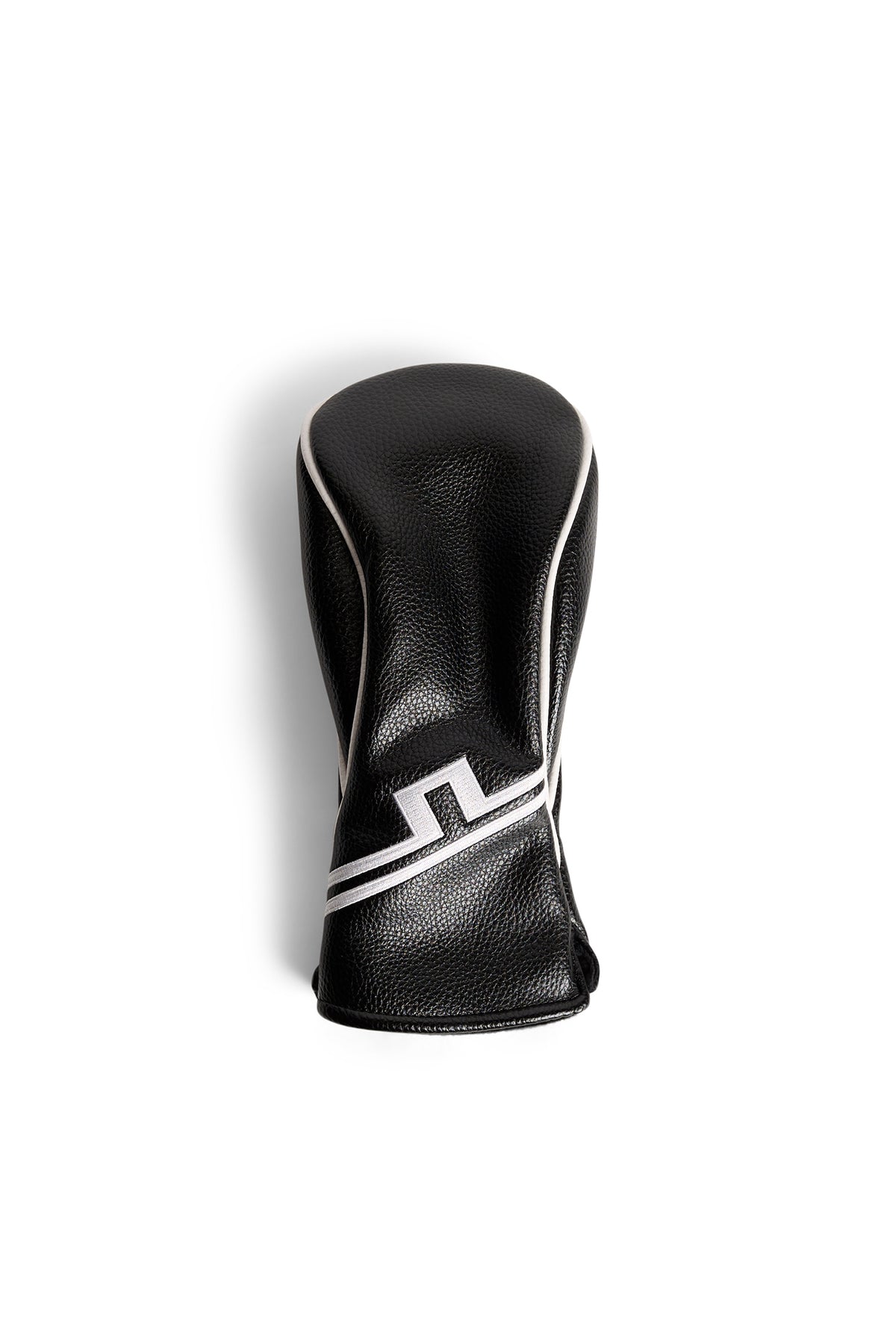 J.Lindeberg Fairway Headcover in black — front view showing Bridge logo embroidery and contrast piping