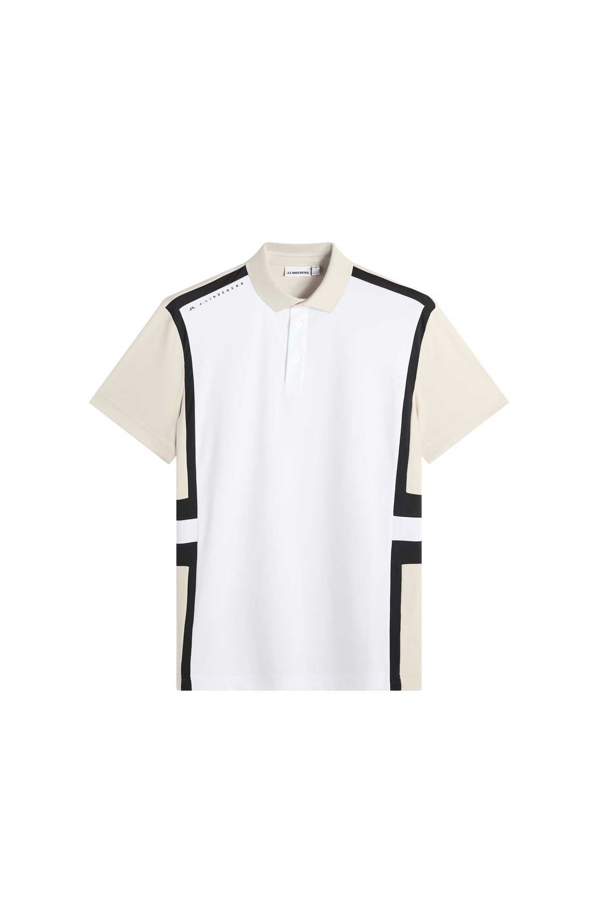 J.Lindeberg Finn Polo Moonbeam front view showing TXJersey fabric construction
