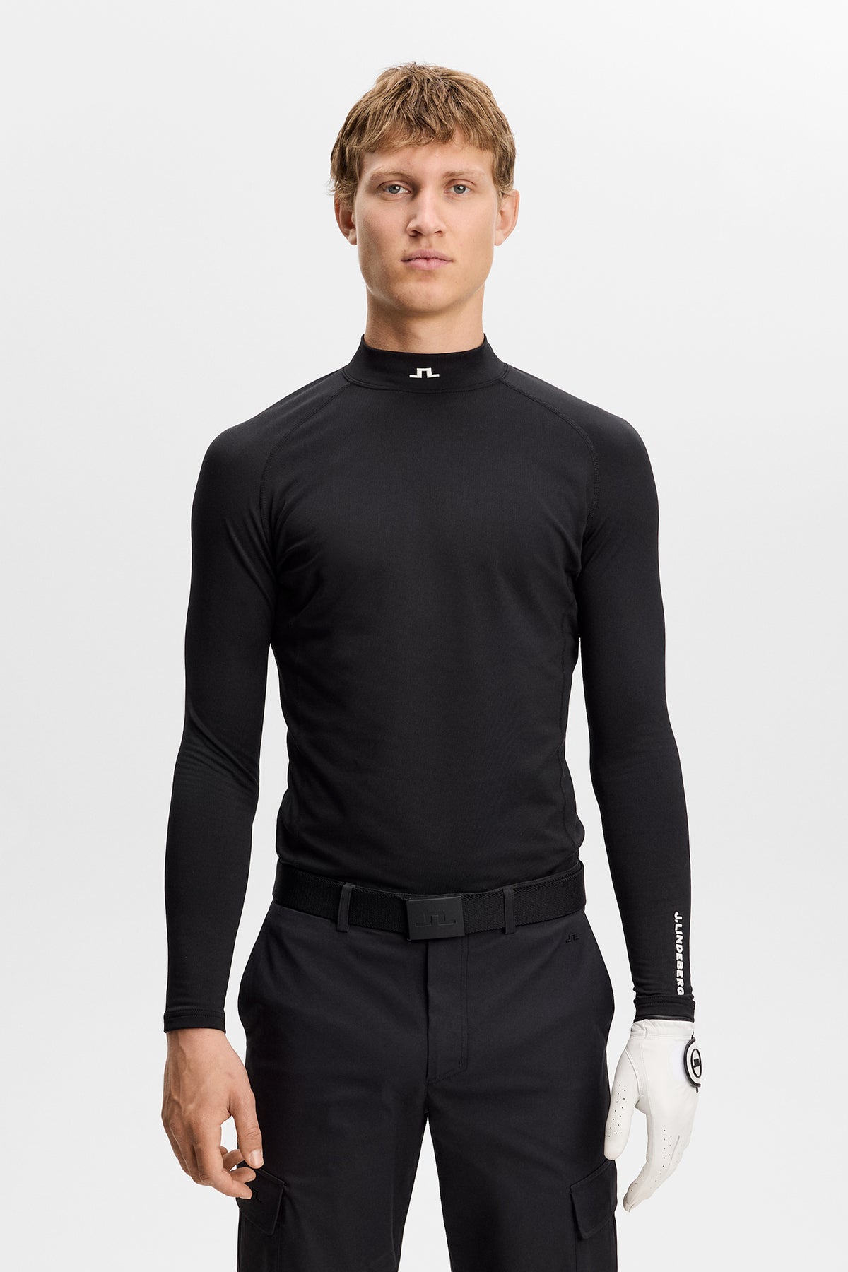 J.Lindeberg Ello Brushed Top Black – brushed texture jersey fabric detail