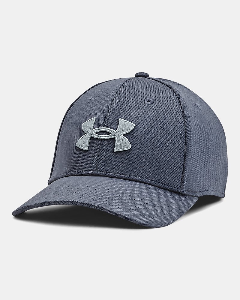 Under Armour Blitzing Low cap front view in downpour gray