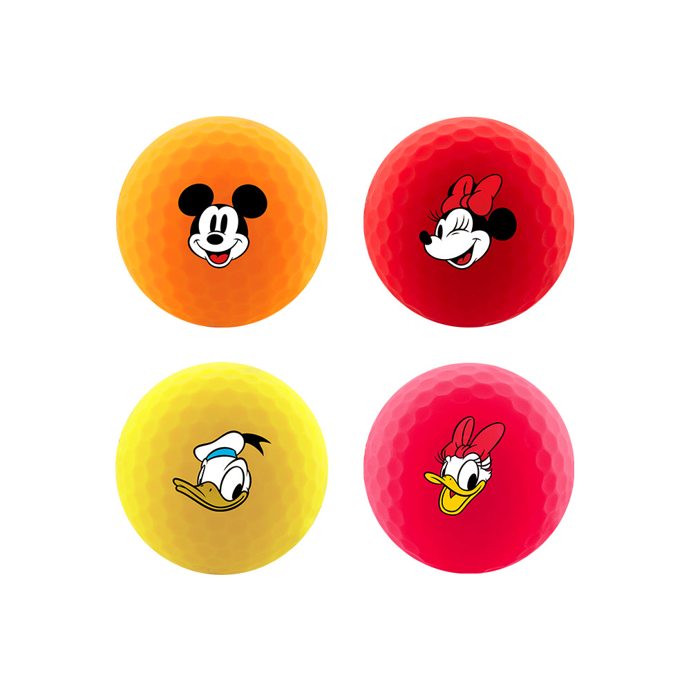 Volvik Disney Mickey and Friends Vimat golf balls in orange, red, yellow and pink