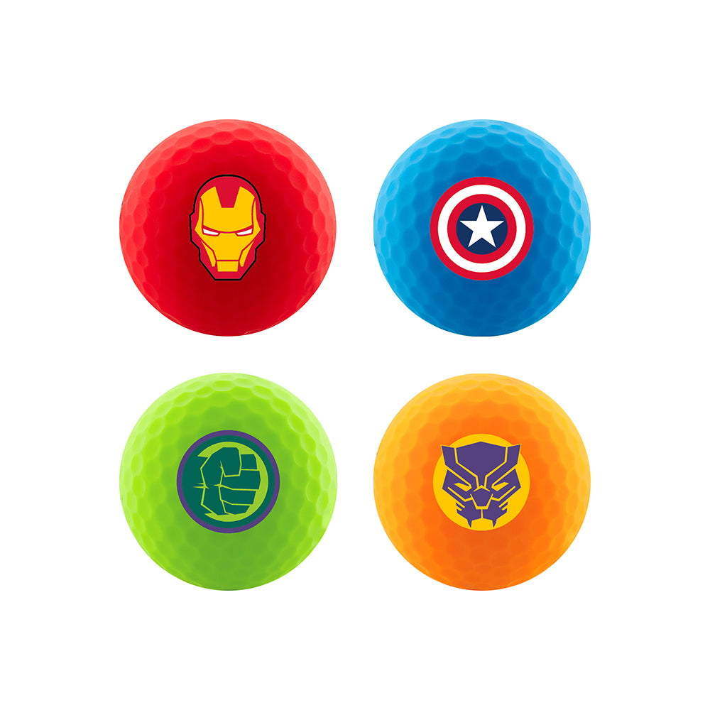 Volvik Vimat Avengers golf balls in four hero colors