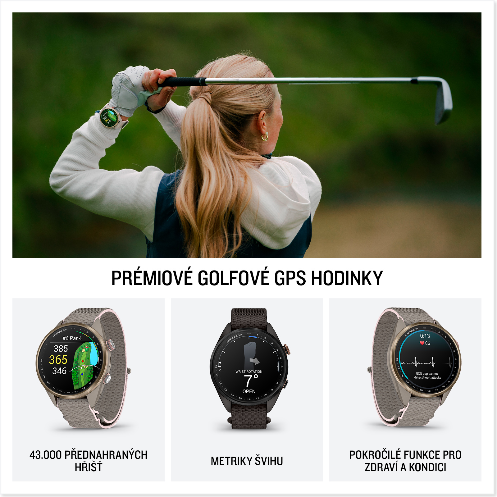 Golf biometric data and swing metrics on Garmin Approach S72
